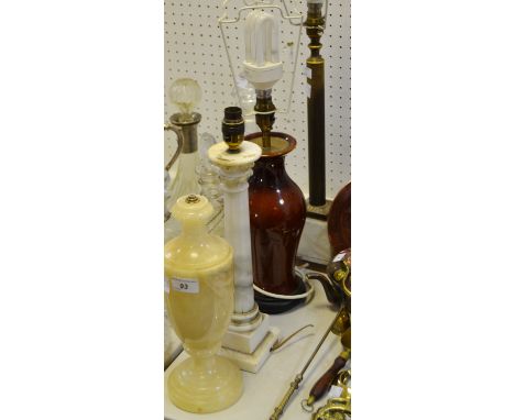 Lighting - a Corinthian column shaped table lamp; a marble baluster shaped table lamp; others (4)
