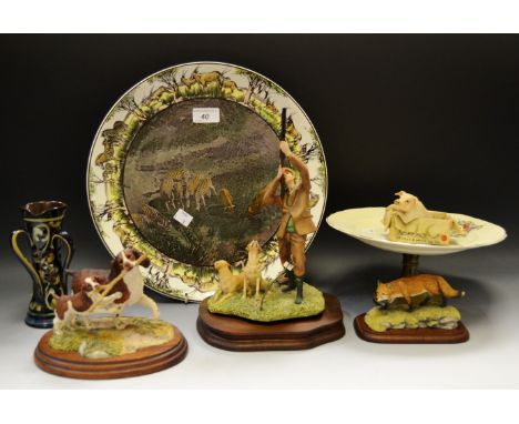 Border Fine Art - Fox, M21; another; Springer Spaniel and Pup, 207A; Shooter and Labradors; a Doulton series ware plate, Game