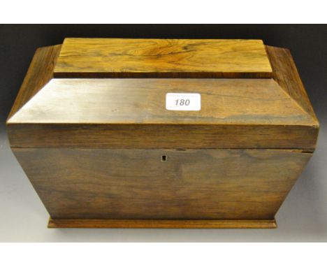 A Victorian rosewood sarcohagus tea caddy, of large proportions, c.1860