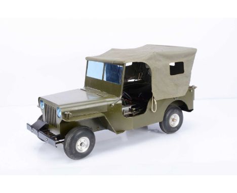 A Glow-plug engined kit-built American Army type Jeep by KNK (Japan), fully-assembled in khaki green, with glowplug engine (a