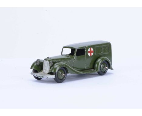 A South African Dinky Toys 30f SADF Military Ambulance, scarce long bonneted example with filled in rear windows, in military