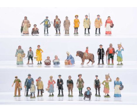 A lot of Britains lead farm and country folk comprising Country Curate,  Vicar (2), farmer's wife with, and without, umbrella