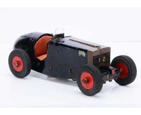 An Early Hand-built Diesel-Engined Tether Racing Car, with Frazer-Nash-style brass radiator and hinged bonnet, fitted with di
