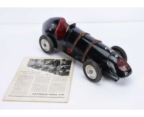 A Diesel-powered model 'MG' Racing Car by unknown builder, measuring approx 490mm long overall, with horizontally-mounted die