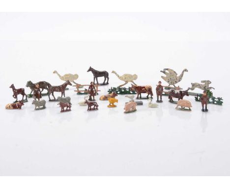 A small collection of OO (Double O) gauge figures and accessories mainly by Charbens comprising farmers (4),  horses (9), lyi