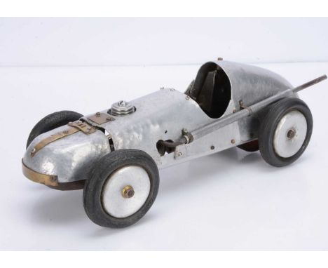 A Diesel-engined model Racing Car by unknown maker, overall length approx 420mm, fitted with a diesel engine to drive the rea