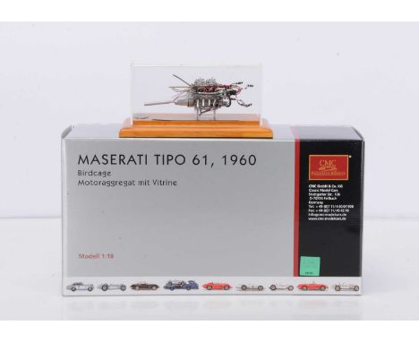 A CMC 1:18 Scale Maserati Tipo 61 1960 Birdcage Engine, M-126, in original box with certificate, swing tag, tool and case, E,