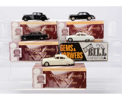 Gems & Cobwebs 1:43 Scale White Metal Police Vehicles, GC51OB Old Bill Jaguar Mk.5 Police Car, GC13OB Riley Pathfinder Police