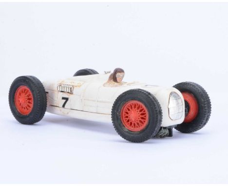 A Scarce Tri-ang Scalextric C96 Auto Union 'C' Type, white body, RN7 labels, red wheels, swivel guide blade, F-G, untested, m