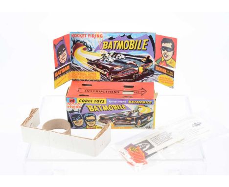 A Corgi Toys 267 Batman's Batmobile Empty Box, original box with display stand, two inner packing pieces, envelope containing