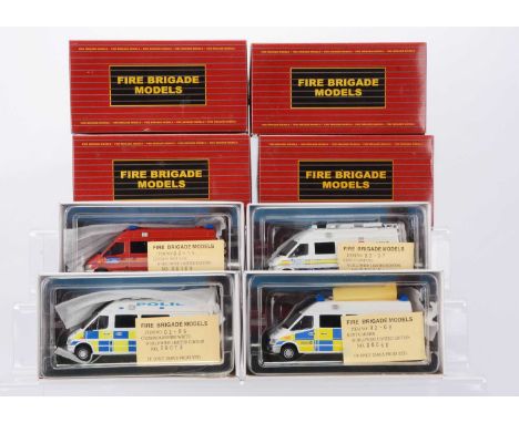 Fire Brigade Models 1:43 Scale Police Vehicles, all limited edition Mercedes Sprinter models, London Red Van, Kent Carrier, C