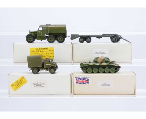 B & B Military 1:60 Scale White Metal Models, No.69b Chevrolet 15 cwt G.S Pressed Steel Type Rear Body, No.22 Scammell R100, 