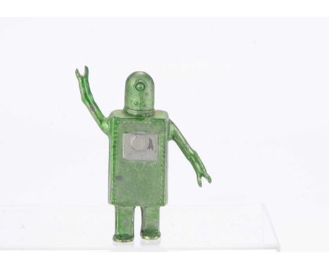 John Hill 'Suitcase' robot in rare green with hand up version, VG,