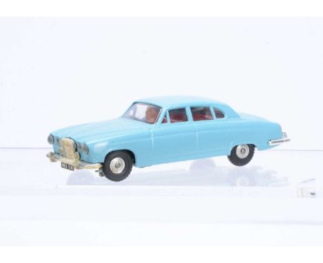 A Hard To Find Unboxed Tri-ang Spot-On No.218 Jaguar Mk X, in light blue with red interior, model overall appears G-VG, front