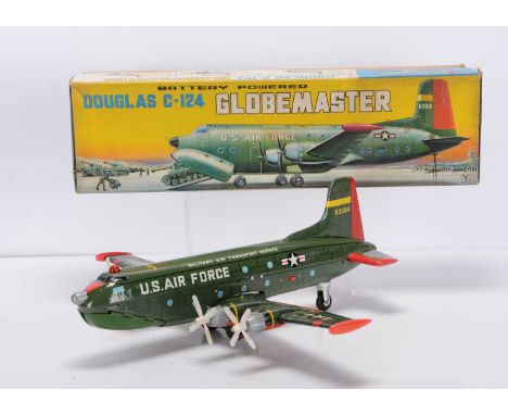 A Yonezawa (Japan) Tinplate Battery-Operated Douglas C-124 Globemaster, No.320, detailed tinprinted body in U.S Air Force liv