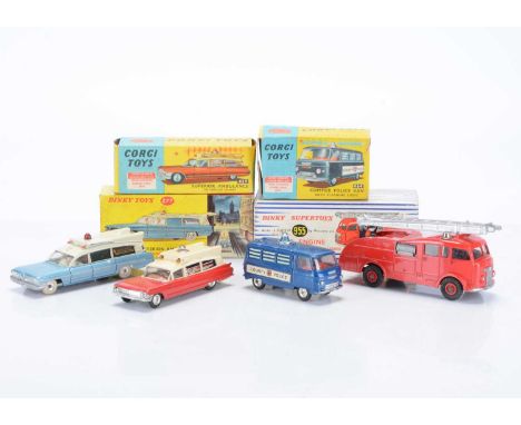 Corgi & Dinky Toy Emergency Service Vehicles, 437 Superior Ambulance, 464 Commer 'County Police' Van, 277 Superior Criterion 