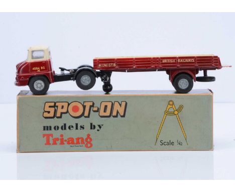 A Boxed Tri-ang Spot-On No.111A/1 Ford Thames Trader Articulated Flat Float With Sides, in the maroon and cream livery of 'Br