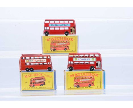 Three Boxed Matchbox Lesney 1-75 Series Public Service Vehicle Models, including a 56a London Trolleybus, VG-E in G-VG 'D typ