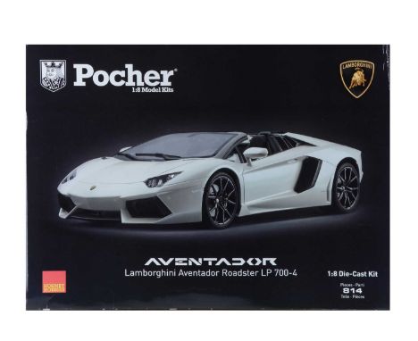 A Pocher Hornby 1:8 Scale Model Kit - Lamborghini Aventador LP 700-4 Roadster (Bianco Canopus), Art HK 104, in original box w