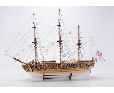A well made probably Mantua kit built large scale 1/47 three masted H M Royal Yacht 'Royal Caroline' 1750, constructed to an 