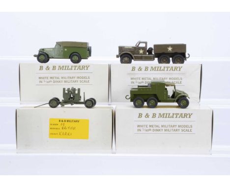 B & B Military 1:60 Scale White Metal Models, No.84a White Scout Car Personnel Carrier, No.49 Morris Comm Gun Tractor CDSW, N