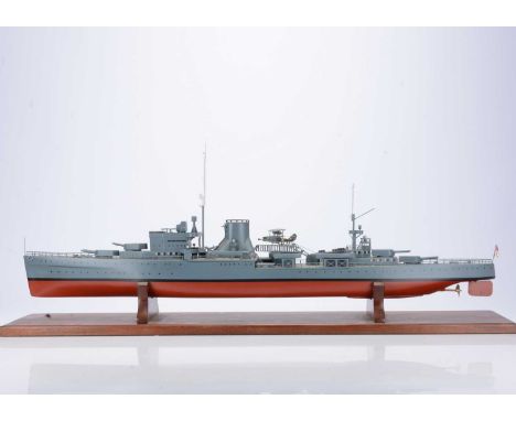 A Professionally made model of HMS 'Ajax' Leander Class Light Cruiser, constructed using wood, metal plastic and other materi