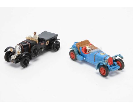 Tri-ang Scalextric Vintage Range Slot Cars, C64 Bentley 4½ Litre, black body, RN6 labels, black wheels, C65 Alfa Romeo 8c 230