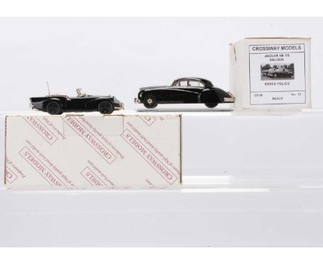 Crossway Models 1:43 Scale White Metal Police Vehicles, CS 05 Jaguar Mk VII Saloon Essex Police, CP 26 Daimler SP250 Dart Met