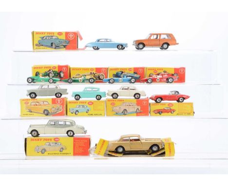 Dinky Toy Cars, including 142 Jaguar Mark X, 145 Singer Vogue, 155 Ford Anglia, 144 Volkswagen 1500, 120 Jaguar E Type, 243 B