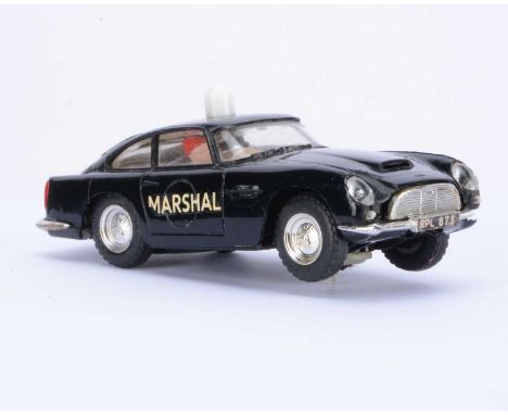 A Tri-ang Scalextric E5 Aston Martin DB4 Marshal's Car, black body, white roof light, 'Marshal' decals to doors, F, untested,