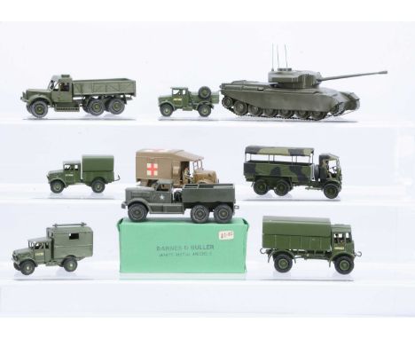 B & B Military & Other 1:60 Scale White Metal Models, including Bedford MWD 15 cwt G.S Truck, Austin K2 Ambulance, Centurion 
