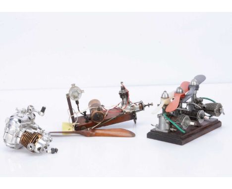 One Diesel and Four Model Petrol Engines including one Motorcycle-type engine (5), comprising a finely-built ohv motorcycle e