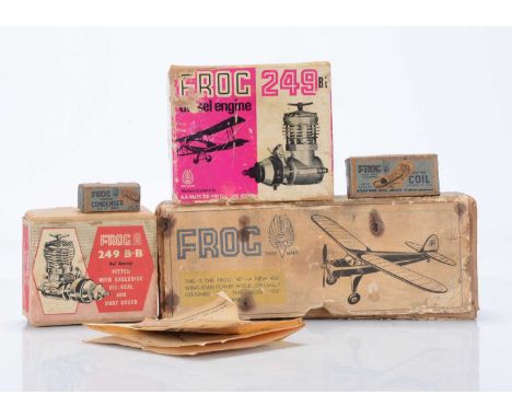 Boxed 'FROG' Model Aero Engines and accessories (6), a petrol '175' engine with plastic airscrew, condenser, coil and instruc