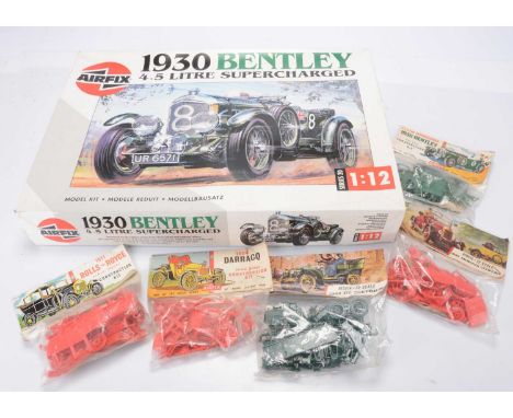 Airfix Scale Model Car Kits, 1960's-70's header bagged kits, 1930 4.5 Litre Bentley, 1911 Rolls-Royce, 1904 Darracq, 1902 De 