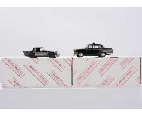 Crossway Models 1:43 Scale White Metal Police Vehicles, CP 27 Riley 4/68 Oxford City Radar Team, CP 26 Daimler SP250 Dart Met