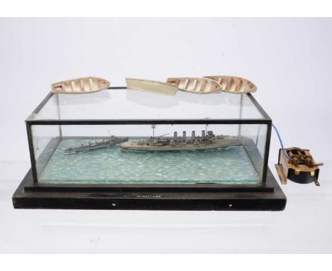 A small sea Diorama with two vessel together with a Bassett-Lowke motor and four large scale Lifeboat models (6), Diorama fea