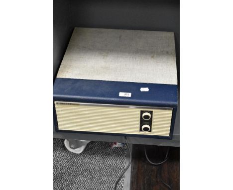 A Fidelity Solid State record player in blue
