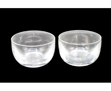 Pair of Steuben Crystal bowls in a lovely simplistic design. Size: 2 1/2 x 4 in. Please note that all sales are final. No ref