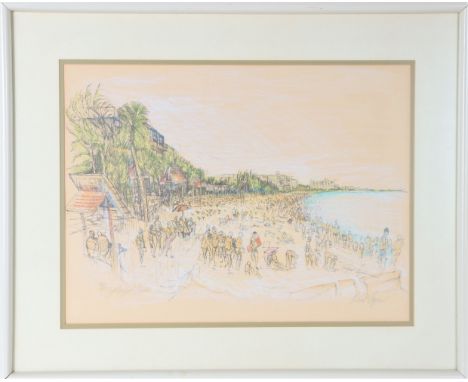 Titled, "Siesta Key Beach, Florida", lithograph numbered 93/250 and signed in pencil. Richard Capes is locally known as the '