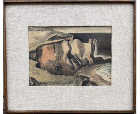 Titled "Beach Cliffs", watercolor, signed lower right. Boardman Robinson, noted for his cartoons, paintings, and murals, was 