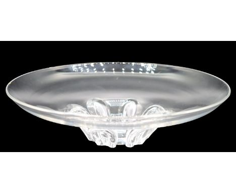 Steuben Coronet Crystal Center Bowl. Designed by Donald Pollard in 1953, signed. Size: 3 1/2 x 13 in. Please note that all sa