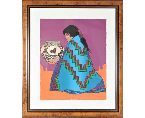 Amado Maurillo Pena (Born 1943) Arizona artist. Lithograph, 44/45. Overall size: 46 1/2 x 40 1/2 in. Sight size: 34 x 28 in. 