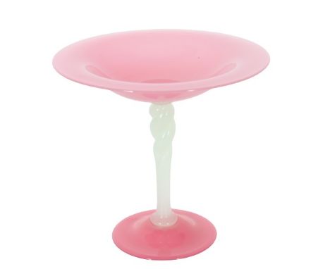 Steuben Pink Jade and Alabaster Art Glass Compote. Size: 6 1/2 x 7 in. Please note that all sales are final. No refunds will 