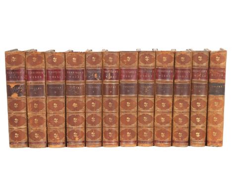 Complete set of The Works of Alfred, Lord Tennyson, Poet Laureate, edited by William Rolfe and published in 1895 in Boston by