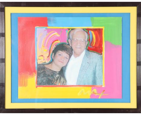 Titled "Portrait of a Couple". Framed original mixed media, signed Max in lower right. Overall: 15 x 19 in. Sight: 11 x 14 in