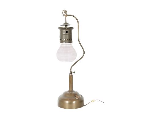 American Gas Machine Co. Lantern/Lamp with figural finial, has been electrified. Size: 8 x 8 x 30 in. Please note that all sa