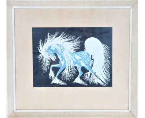 Woody Wilson Crumbo (1912 - 1989) Oklahoma/New Mexico artist. "Spirit Horse" Serigraph. Sight size: 12 1/2 x 16 1/2 in. Overa