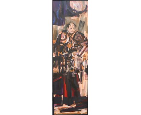 Mixed media on carved wood panel. Signed lower right.Hockett served as a Professor at Florida State University in the departm