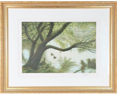 Harold Altman (1924 - 2003) Pennsylvania/France. Colored Lithograph. Overall size: 33 x 41 in. Sight size: 18 x 26 in. Please