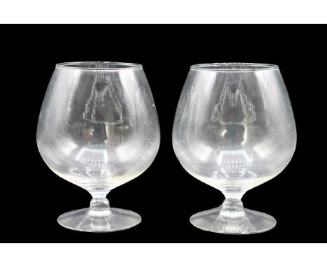 Pair of fantastic Steuben brandy snifters. Size of each: 5 x 4 in. Please note that all sales are final. No refunds will be g